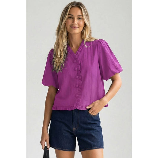 The Purple Coco Ruffle Top