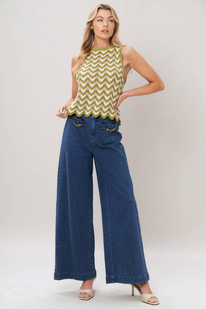 The Olive Wave Knit Tank