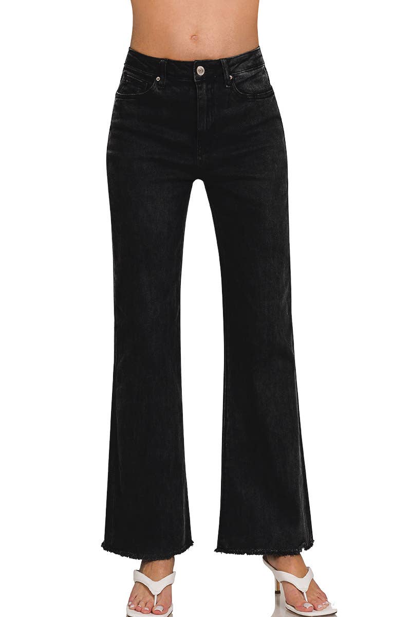 Zenana Everyday Frayed Jeans- Black