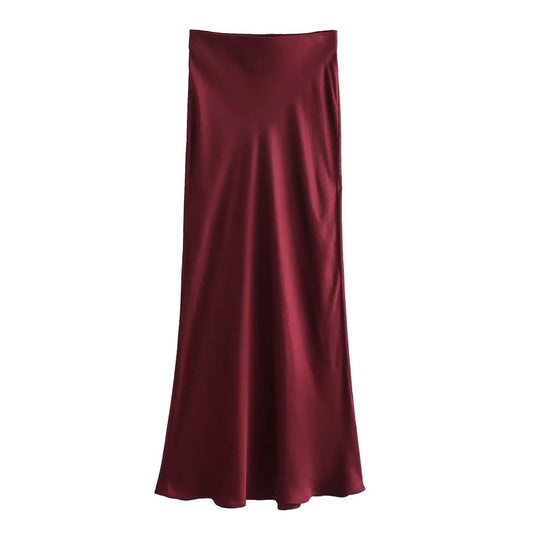 The Satin Slip Skirt- Maroon