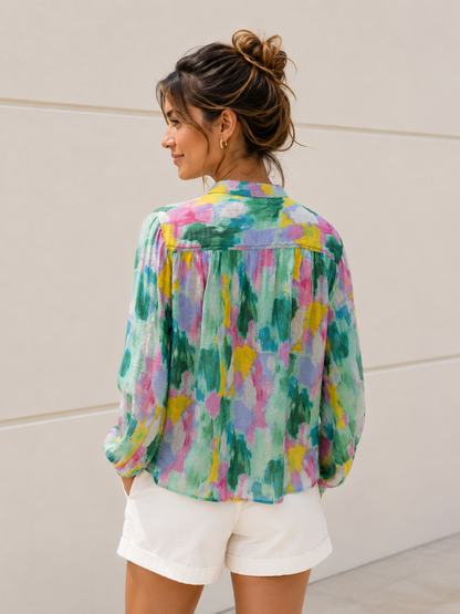 Watercolor Garden Button Down