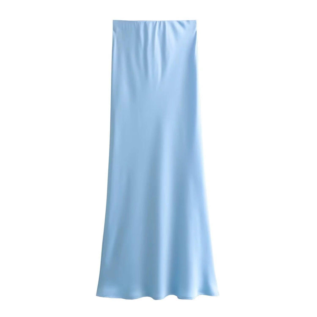 The Satin Slip Skirt-Light Blue