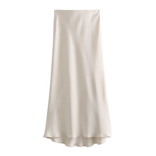 The Satin Slip Skirt-Ivory