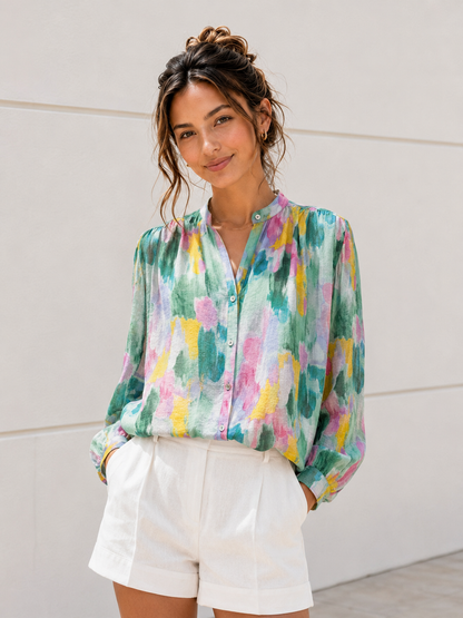 Watercolor Garden Button Down