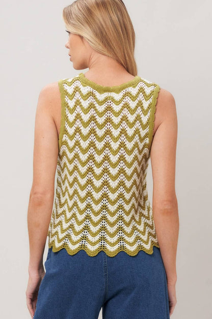 The Olive Wave Knit Tank