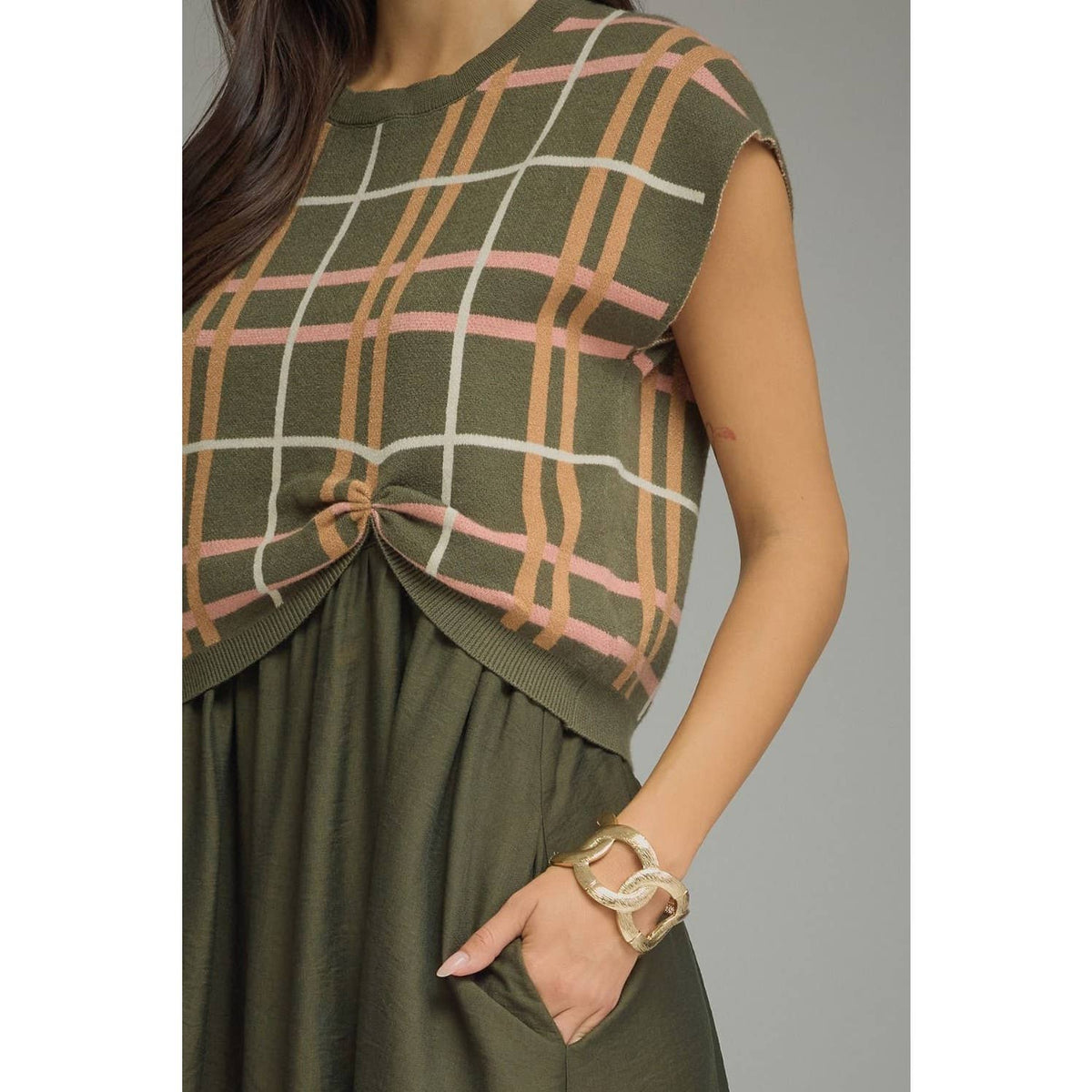 The Olive Plaid Mini Dress
