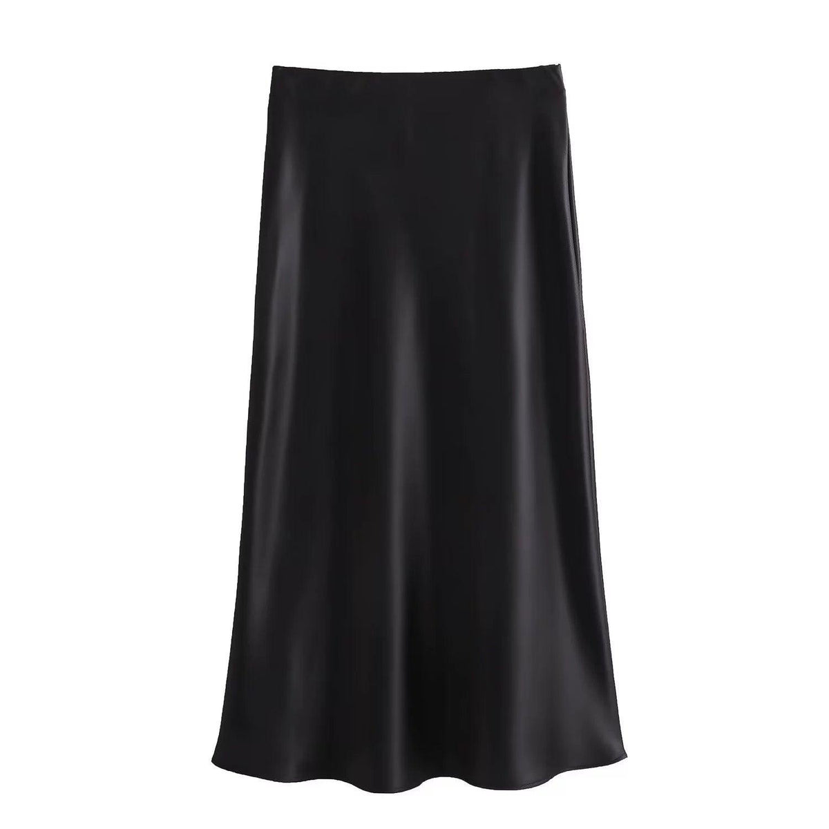 The Satin Slip Skirt-Black