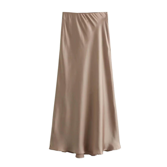 The Satin Slip Skirt-Champagne