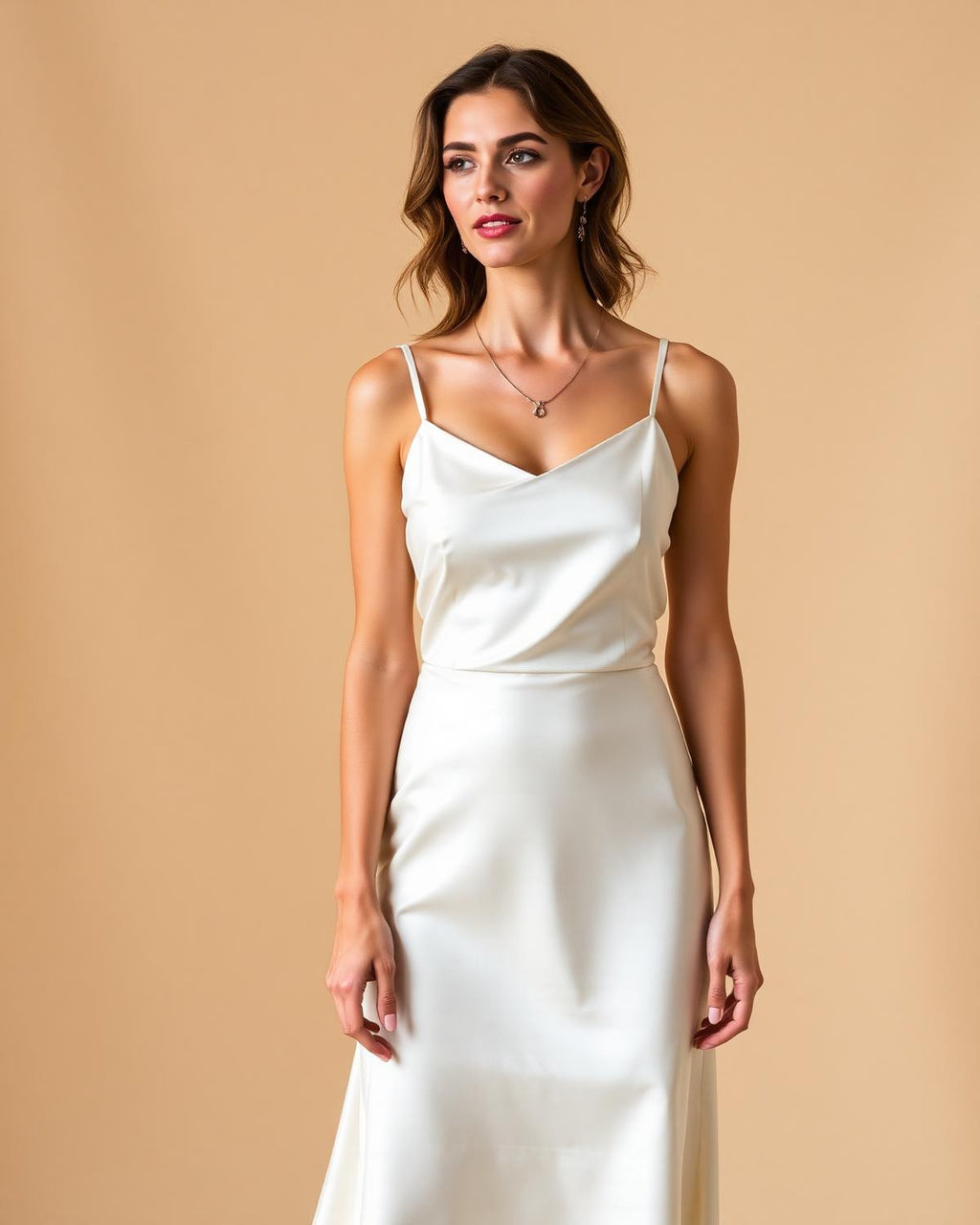Ivory Satin Slip Dress